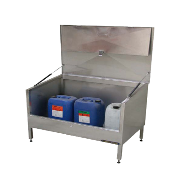 Caisson a produit chimique ferme avec bac de retention