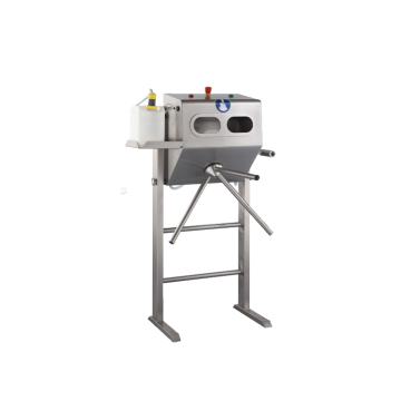 Module de desinfection des mains sur pied avec tourniquet de passage