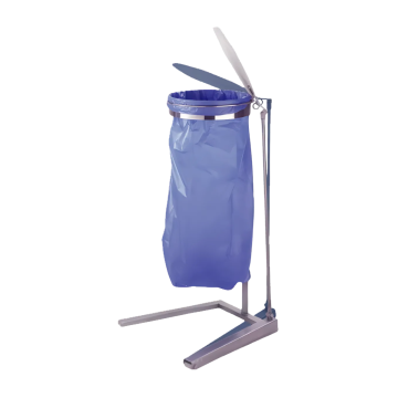 Support sacs poubelle inox avec couvercle a pedale