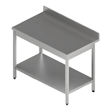 Table à dosseret inox 304L avec étagère basse