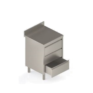 Meuble bas inox a tiroirs - dessus adosse