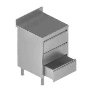 Meuble bas inox à tiroirs - dessus adossé