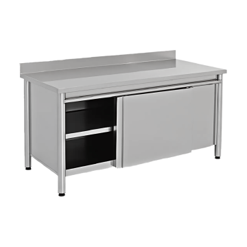 Meuble bas inox avec portes coulissantes