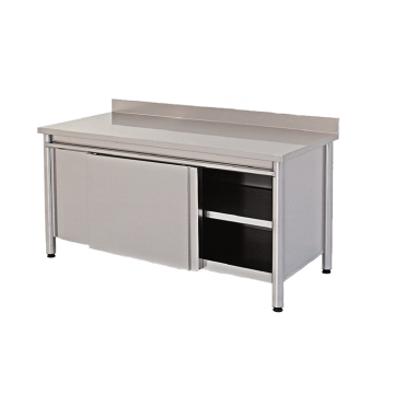 Meuble bas inox avec portes coulissantes