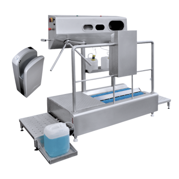 Sas hygiene inox avec lave semelles + lavage, séchage et désinfection des mains