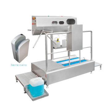 Sas hygiene inox avec lave semelles + lavage, séchage et désinfection des mains